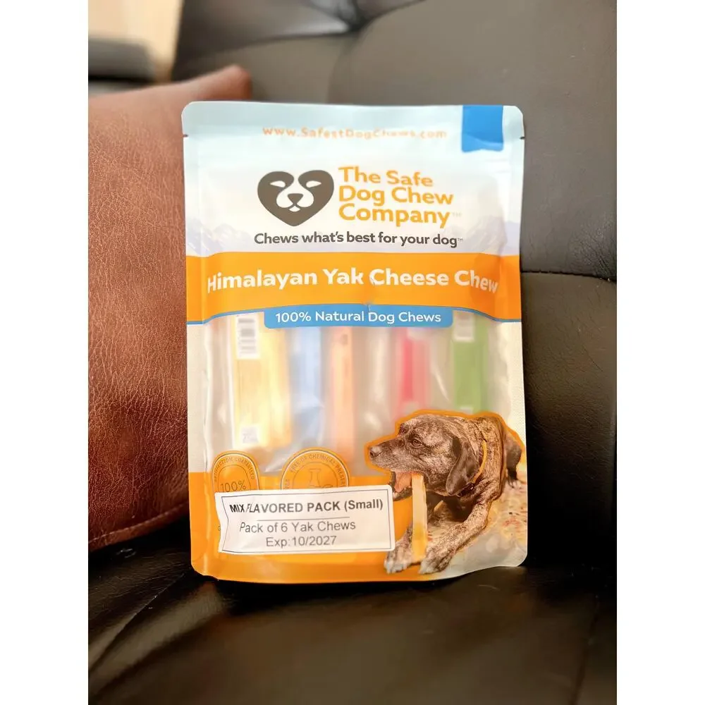 Yak Dog Chew Pack – 6 Flavor-Infused Sticks for SMALL DOGS <25 lb